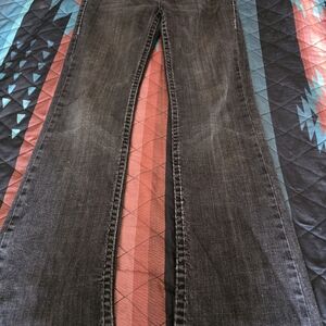 L.A. Idol Black Distressed Denim Jeans with Contrast Stitching